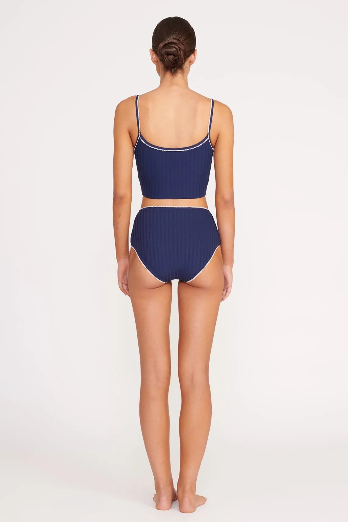 ABBY SWIM TOP NAVY WHITE
