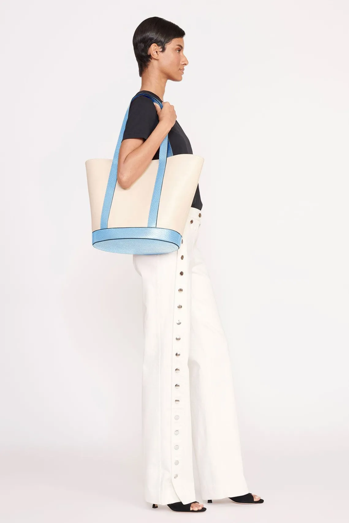 ALLORA TOTE CREAM STAUD BLUE