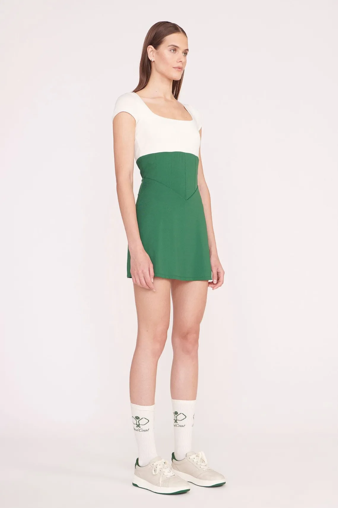 BACKSPIN DRESS COURT GREEN IVORY