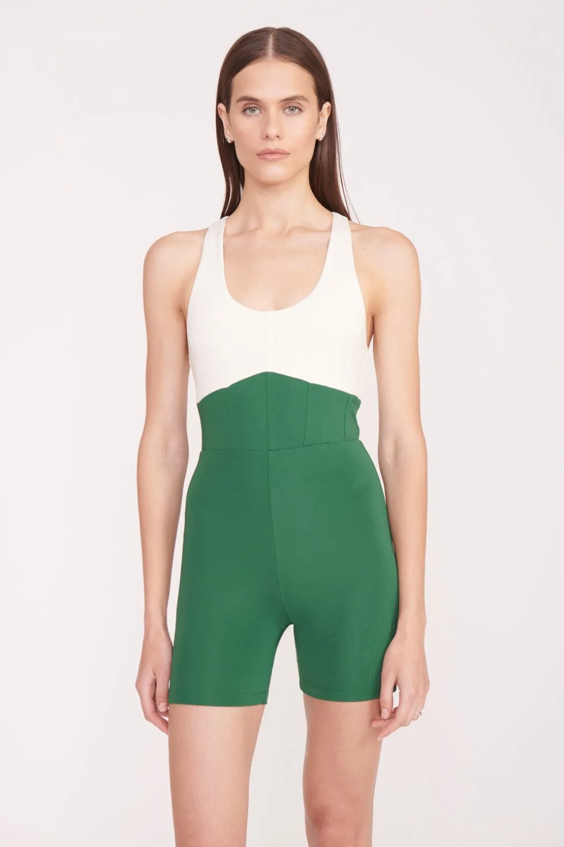 BOUNCE SHORT UNITARD COURT GREEN IVORY