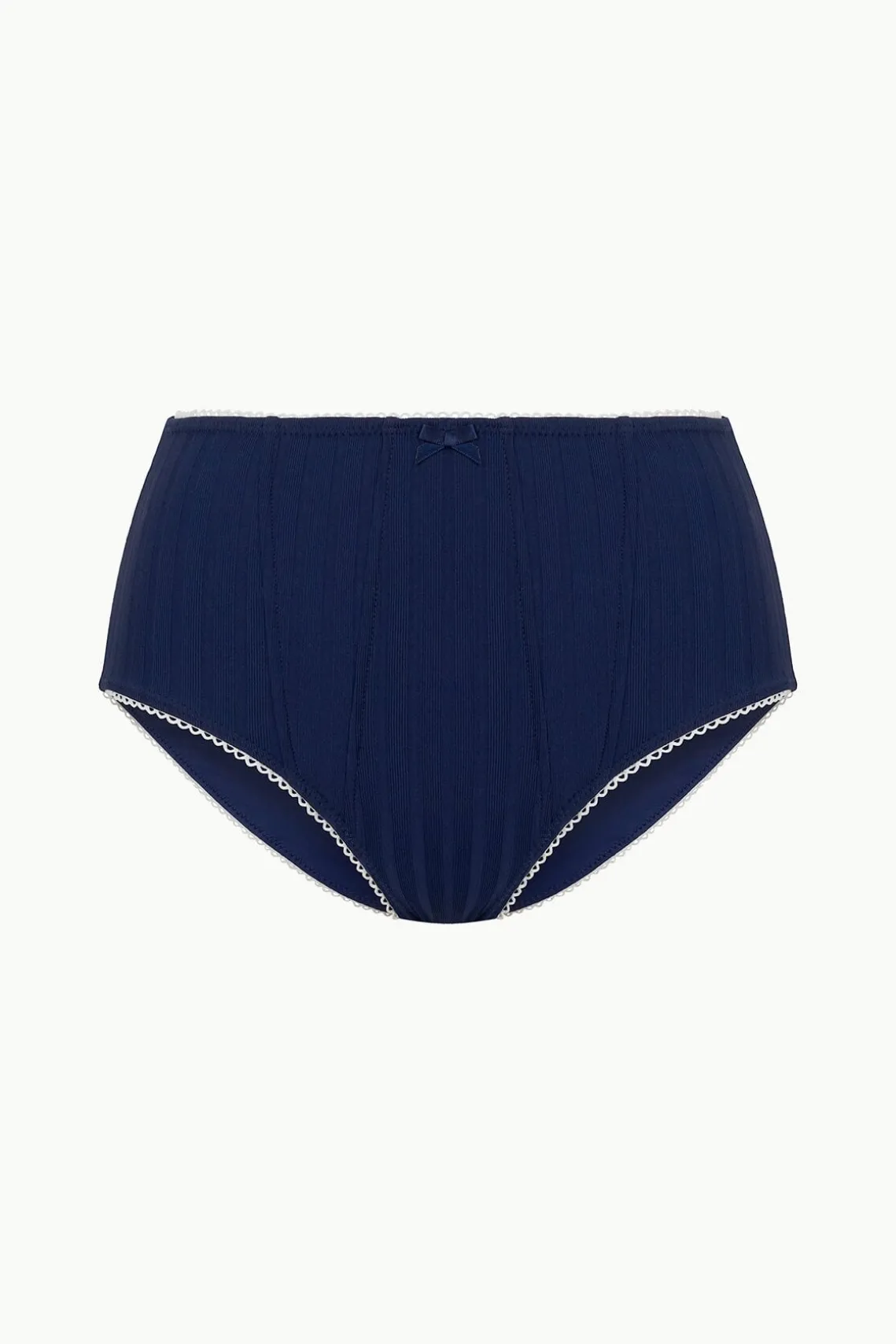 BRENTON HIGH RISE BIKINI BOTTOM NAVY WHITE