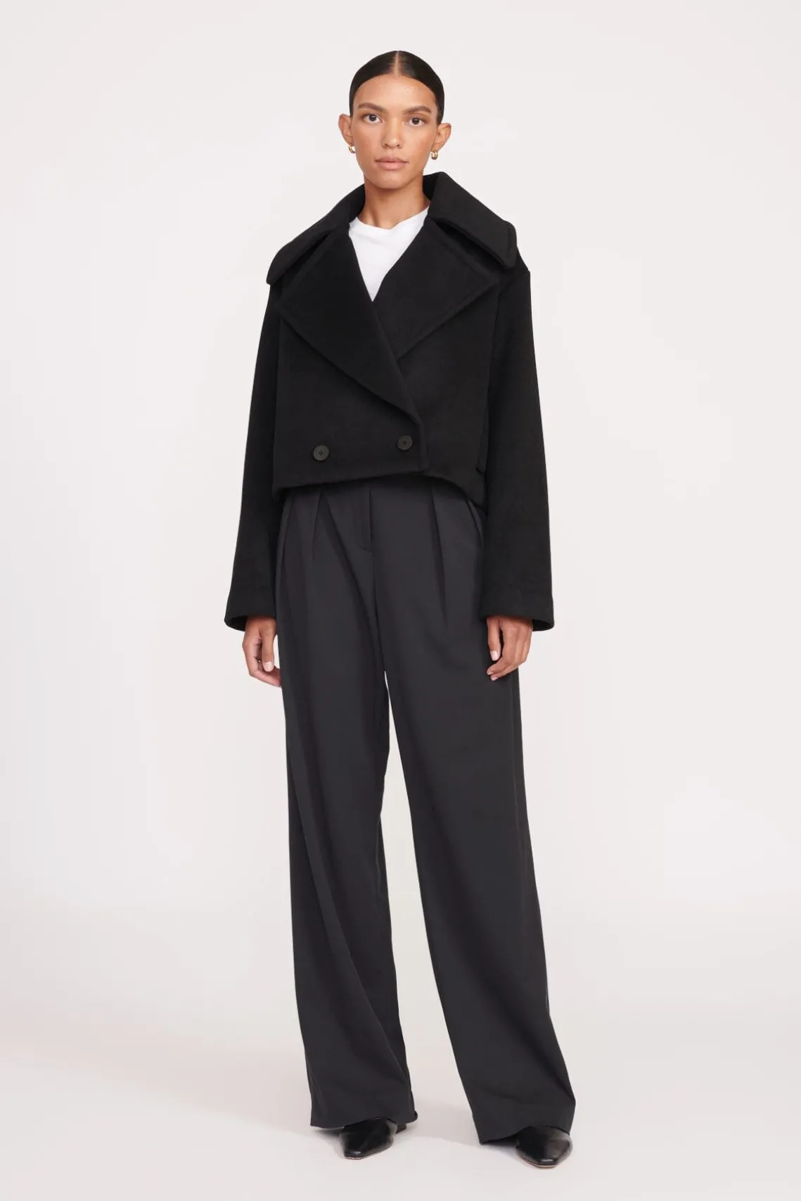 CARVER CROPPED COAT BLACK