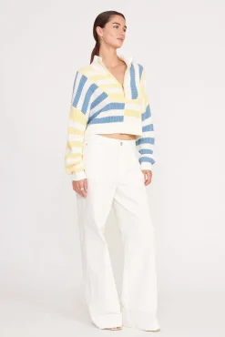 CROPPED HAMPTON SWEATER BUTTERCUP SEASHORE STRIPE