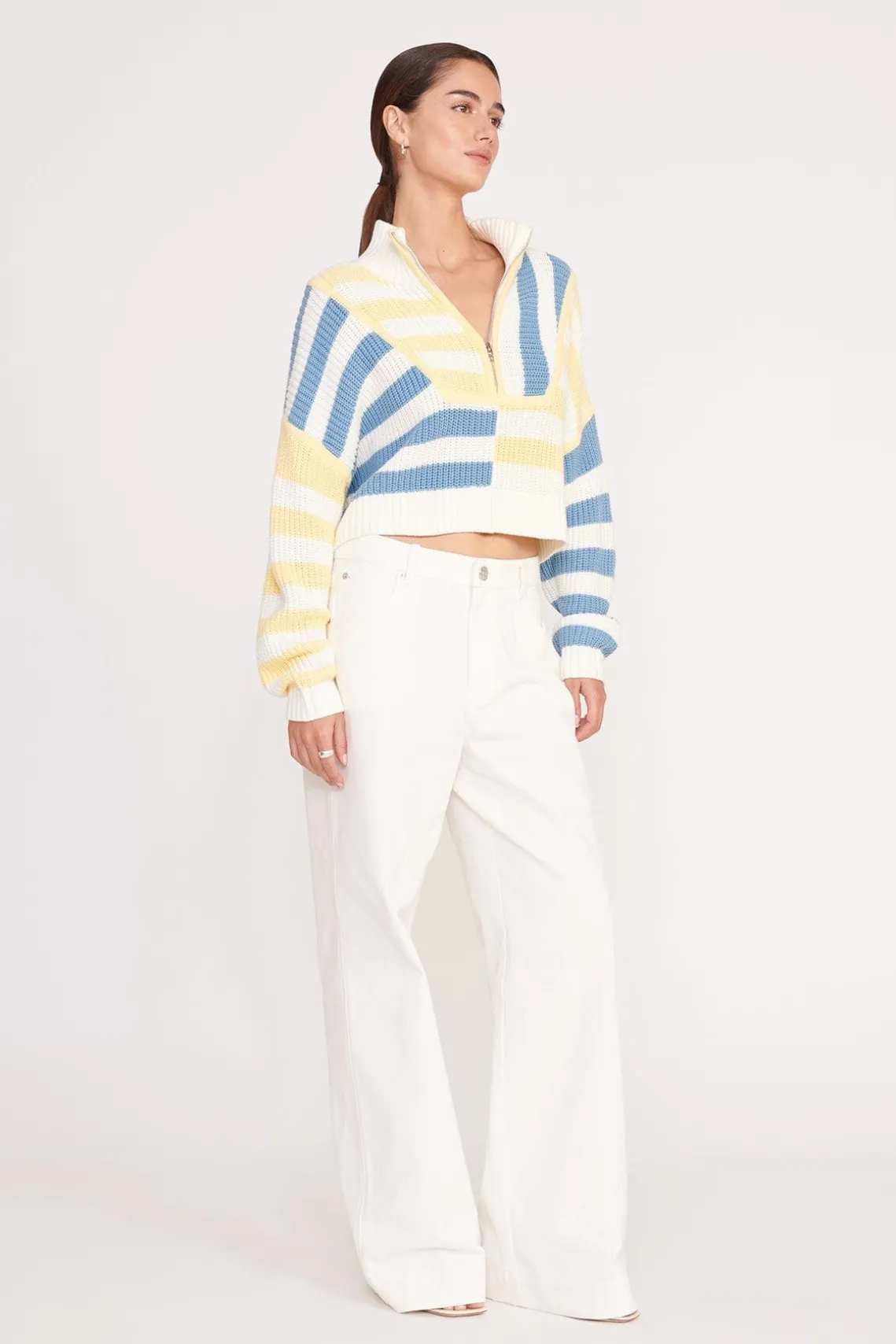 CROPPED HAMPTON SWEATER BUTTERCUP SEASHORE STRIPE