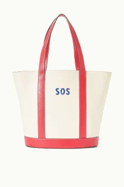 CUSTOM MONOGRAM ALLORA TOTE CREAM RED ROSE