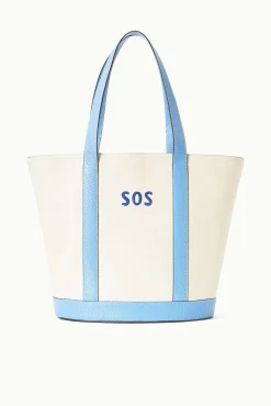 CUSTOM MONOGRAM ALLORA TOTE CREAM STAUD BLUE