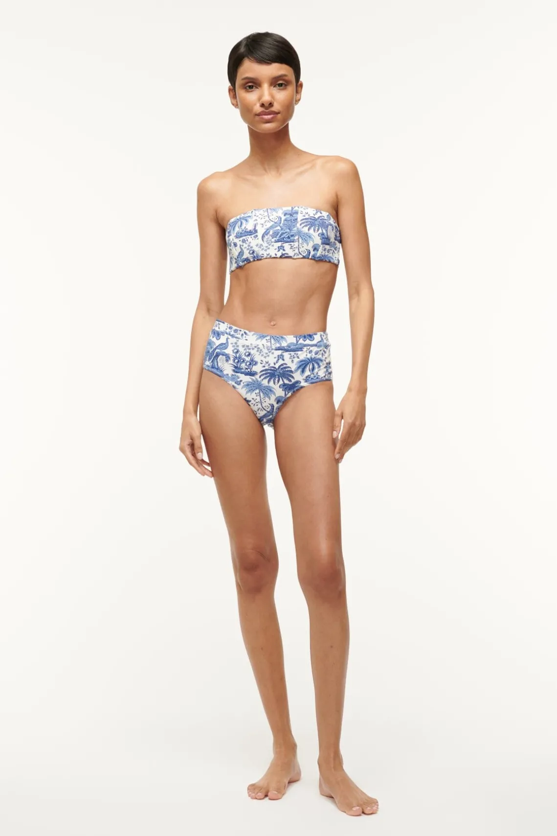 DEVON HIGH RISE BIKINI BOTTOM BLUE TOILE