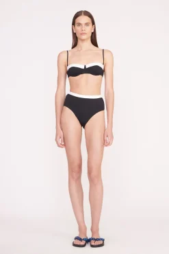 DEVON HIGH RISE BIKINI BOTTOM  BLACK WHITE