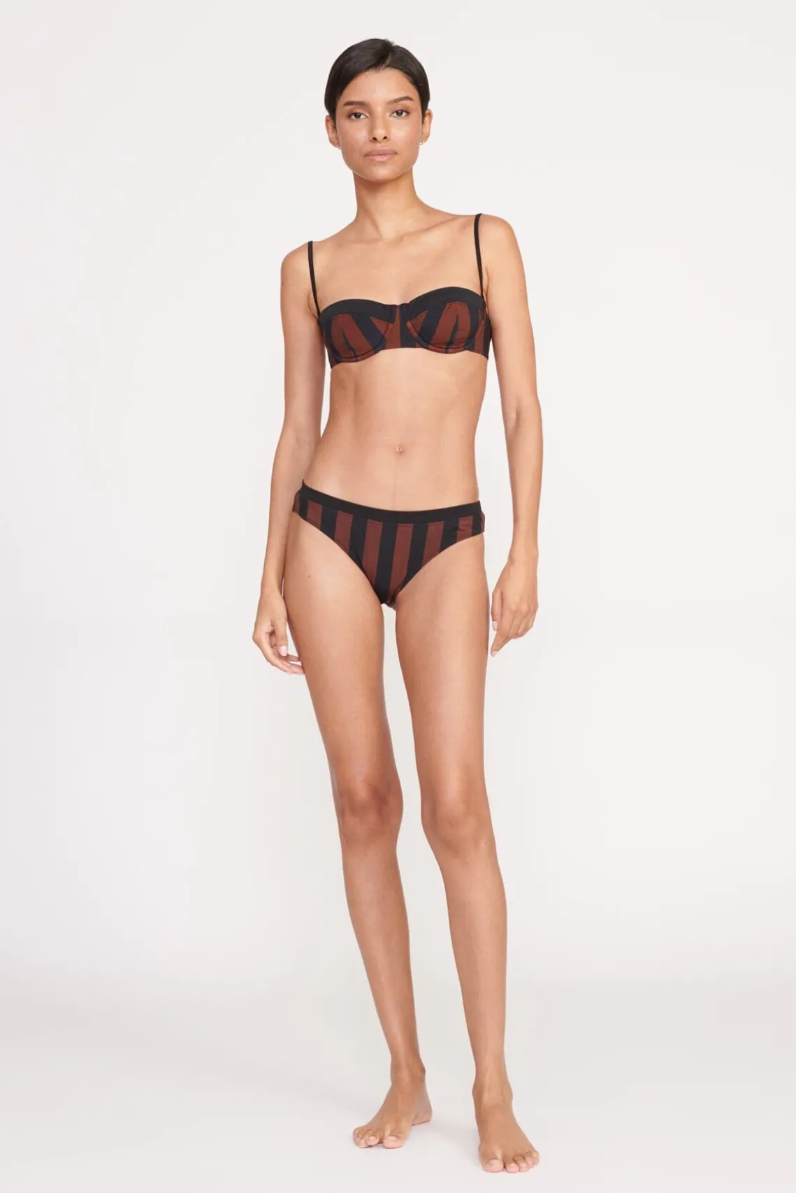 GEMMA BIKINI BOTTOM BLACK TAN SEASHORE STRIPE