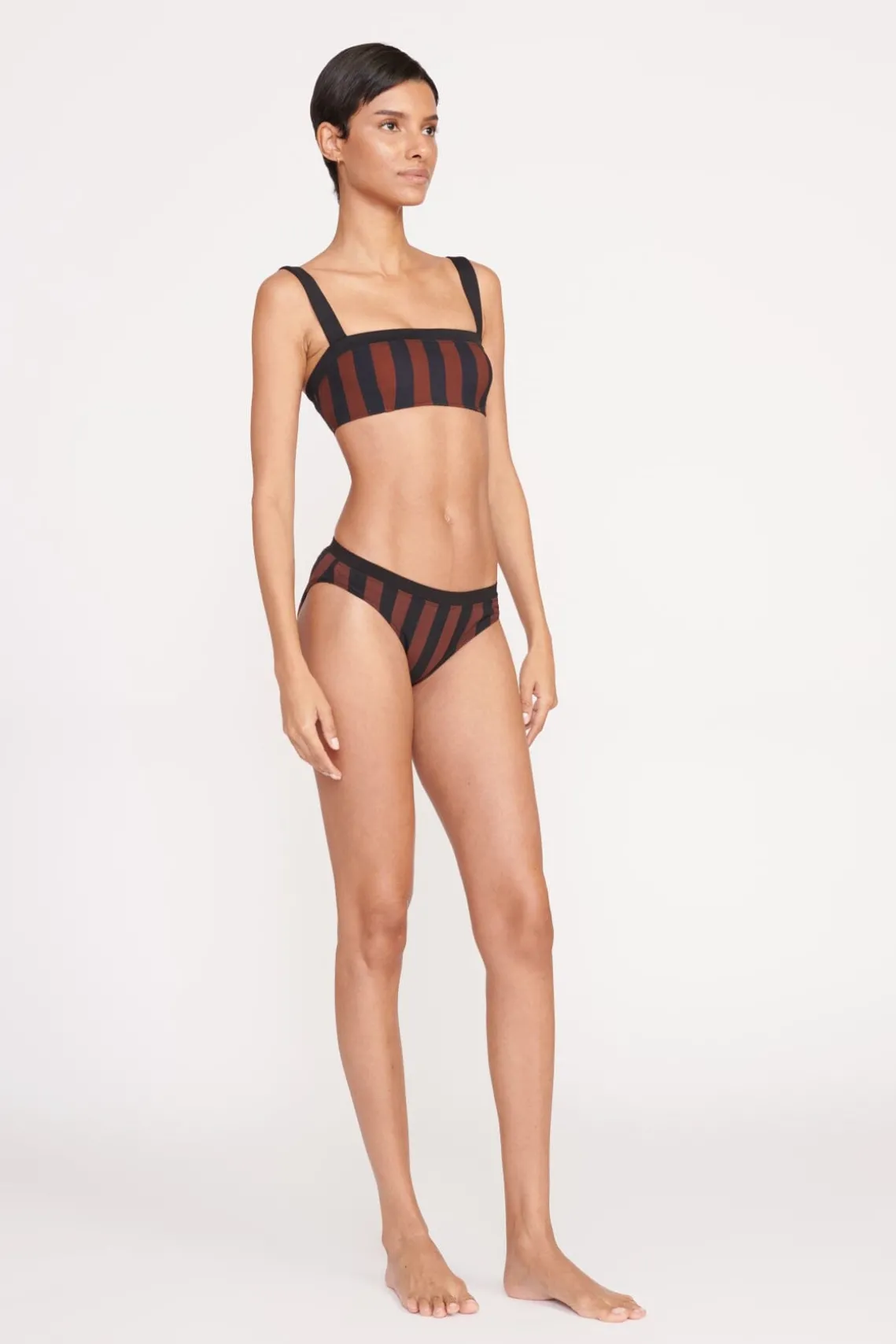 GEMMA BIKINI BOTTOM BLACK TAN SEASHORE STRIPE