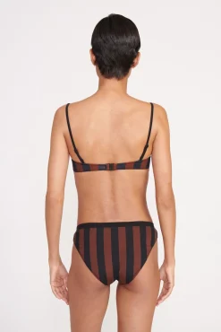 GEMMA BIKINI BOTTOM BLACK TAN SEASHORE STRIPE
