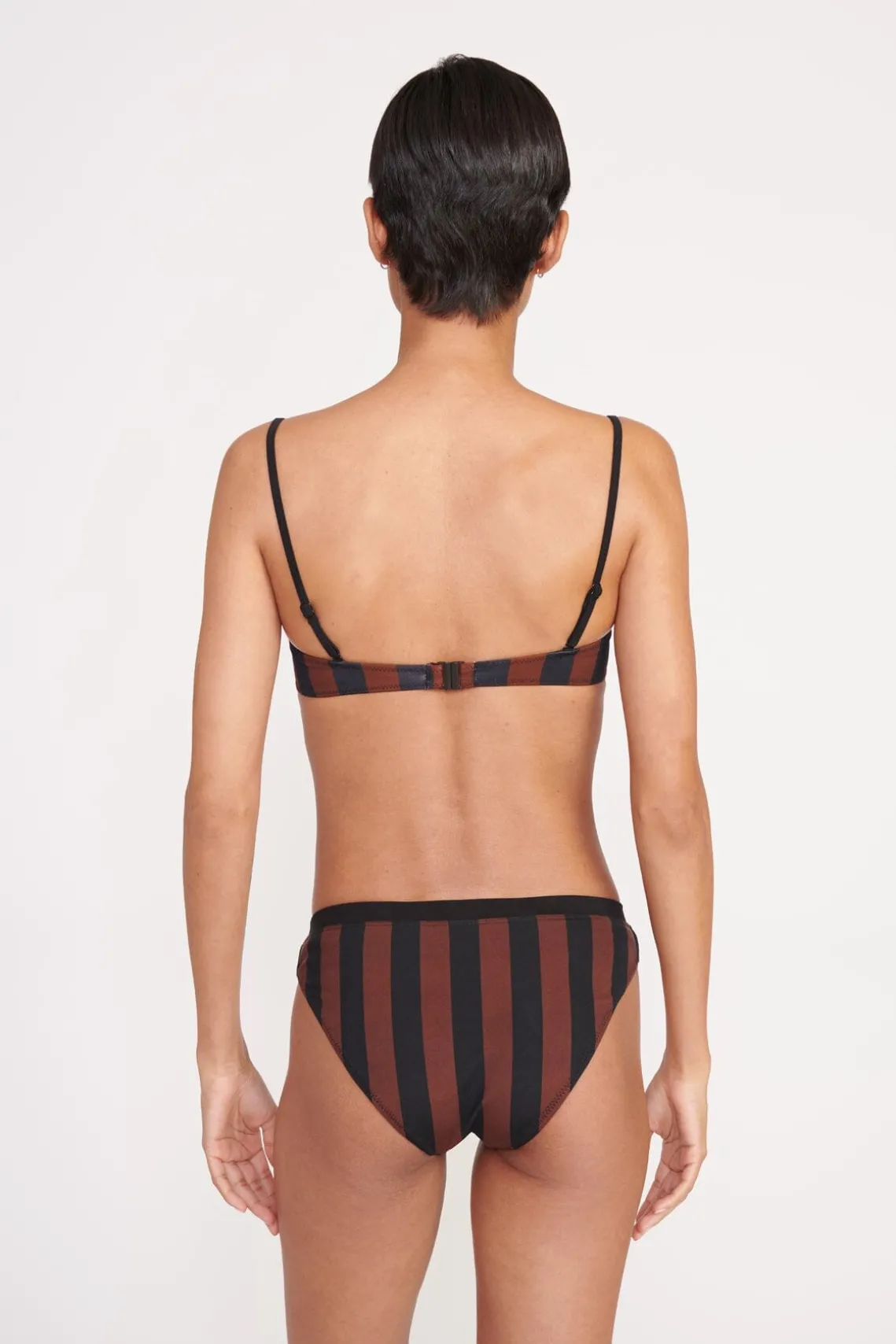 GEMMA BIKINI BOTTOM BLACK TAN SEASHORE STRIPE