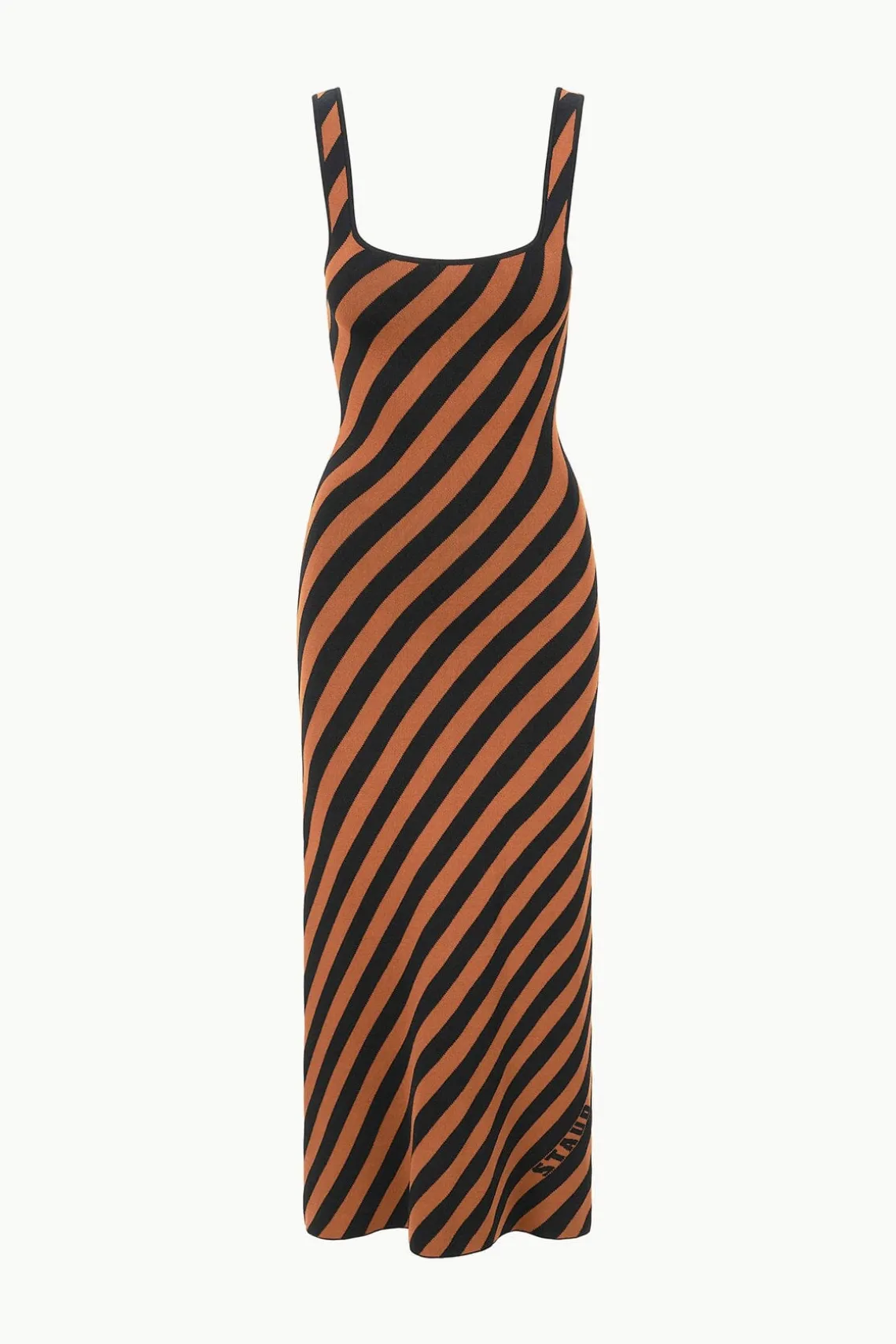 KATIE DRESS BLACK TAN SEASHORE STRIPE