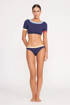 LILY SHORT SLEEVE BIKINI TOP  NAVY COLORBLOCK
