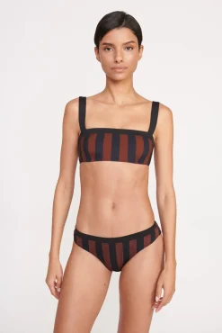 LIV BIKINI TOP BLACK TAN SEASHORE STRIPE