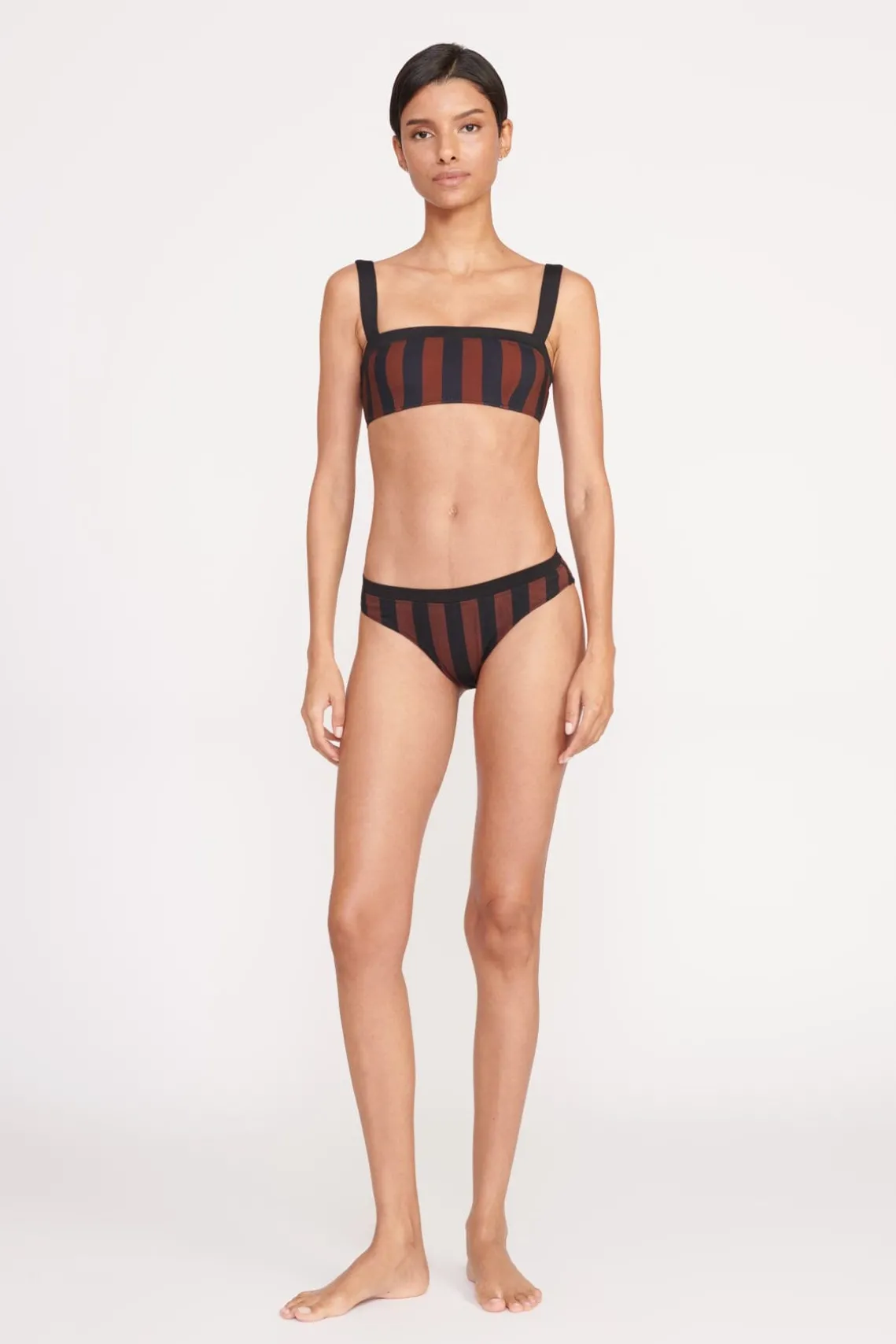 LIV BIKINI TOP BLACK TAN SEASHORE STRIPE