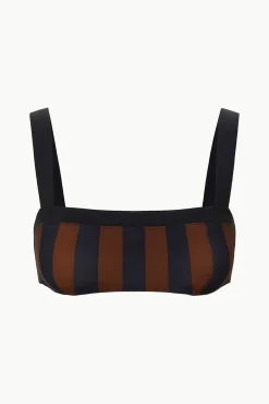 LIV BIKINI TOP BLACK TAN SEASHORE STRIPE