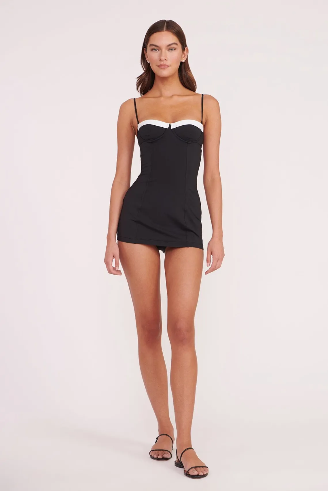 MAEVE SWIM DRESS BLACK WHITE