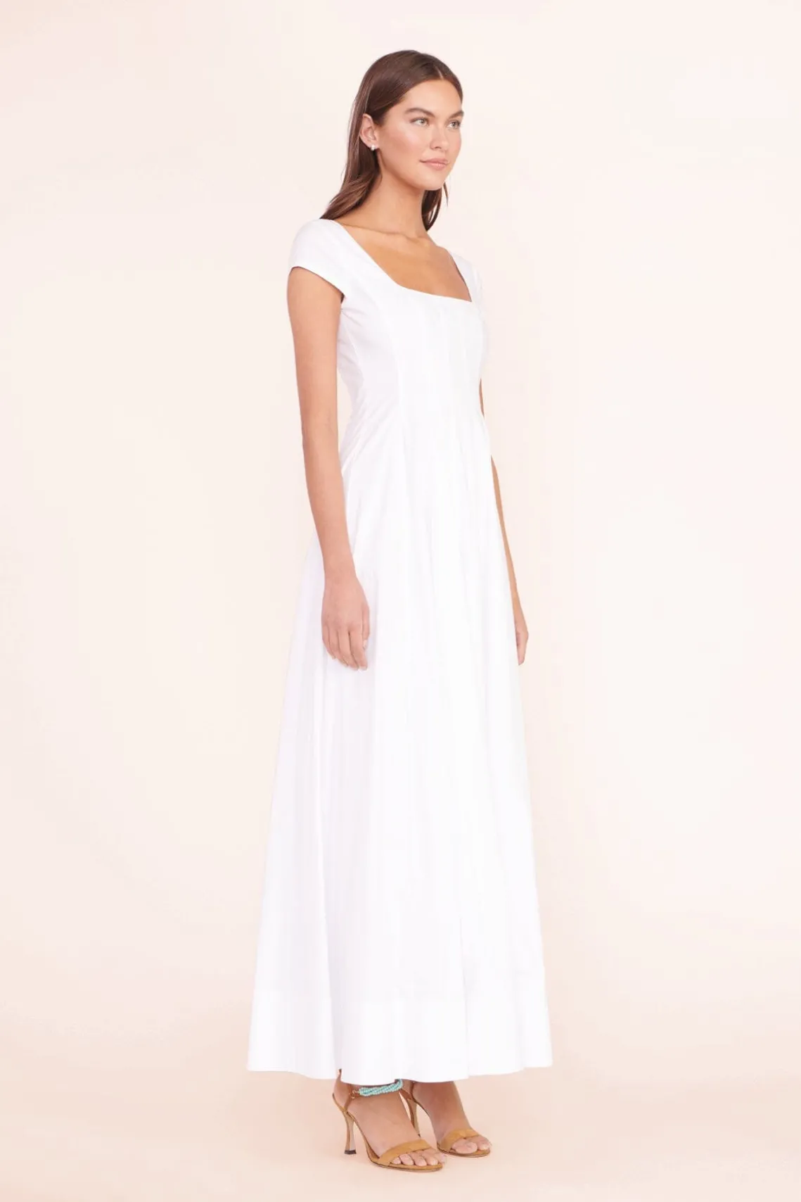 MAXI SHORT SLEEVE WELLS DRESS WHITE