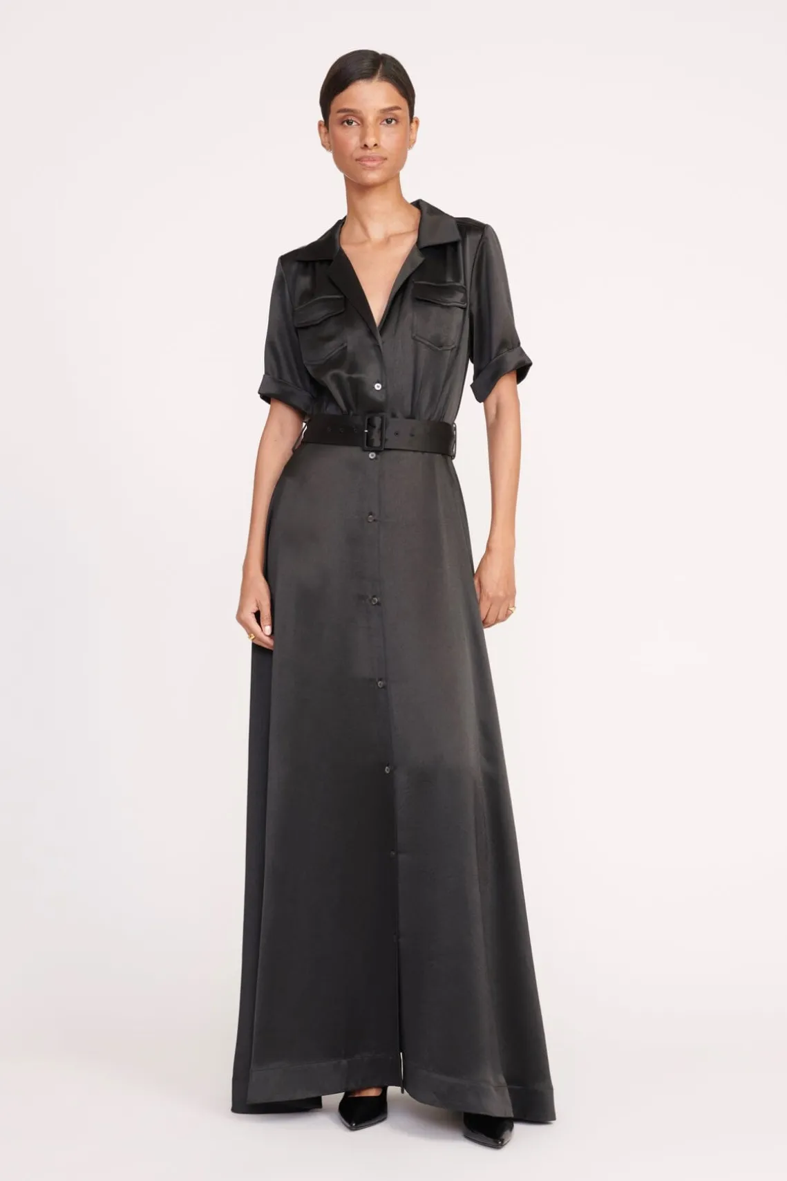 MILLIE DRESS BLACK SATIN