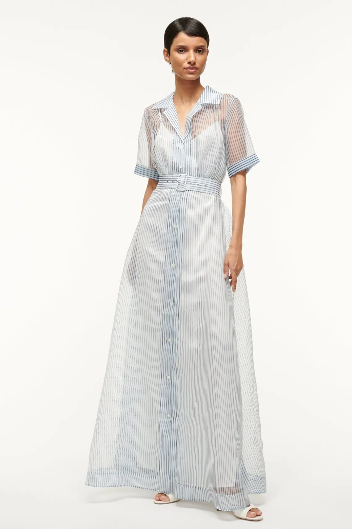 MILLIE DRESS IVORY MICRO STRIPE