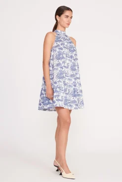 MINI MARLOWE DRESS BLUE TOILE