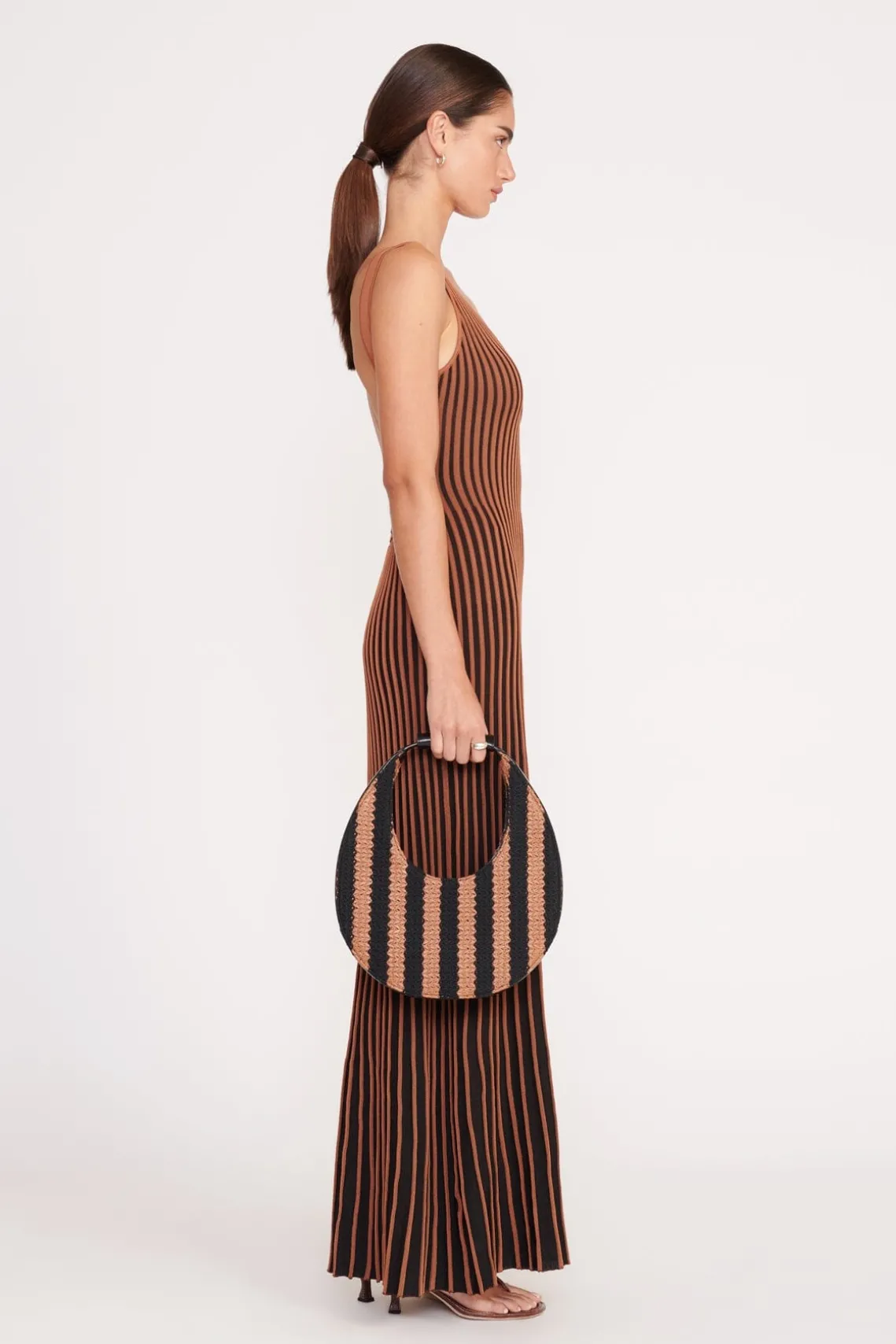 MOON BAG BLACK TAN SEASHORE STRIPE