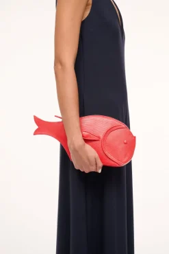 PESCE LEATHER CLUTCH  RED ROSE