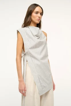 SAWYER TOP  IVORY MICRO STRIPE