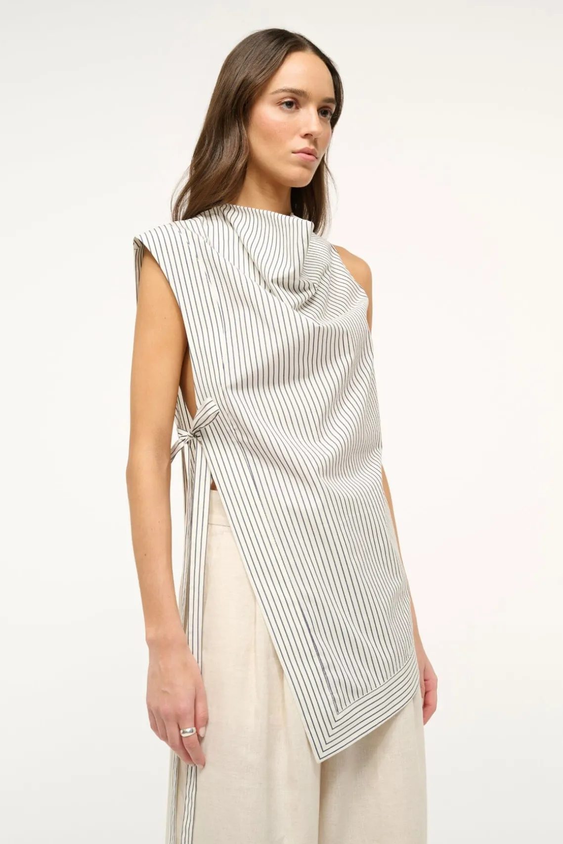 SAWYER TOP IVORY MICRO STRIPE