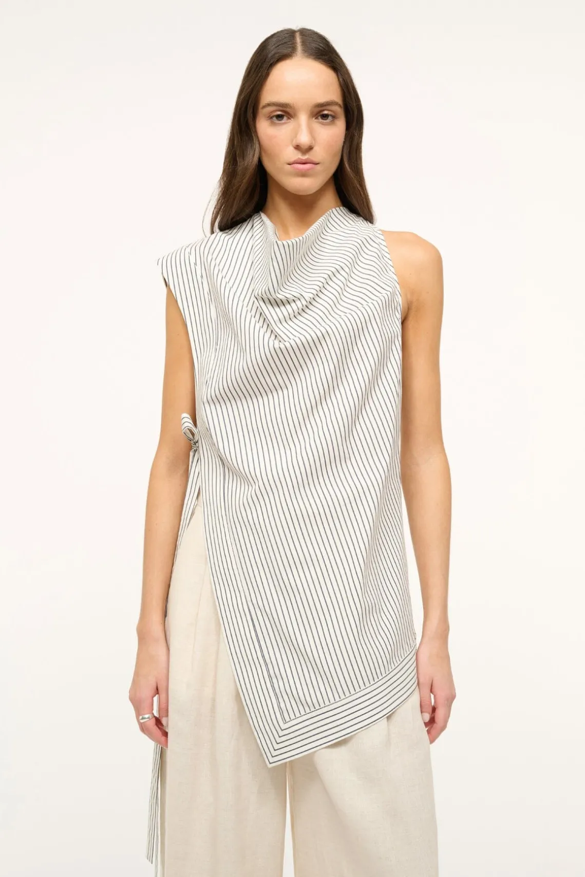 SAWYER TOP IVORY MICRO STRIPE