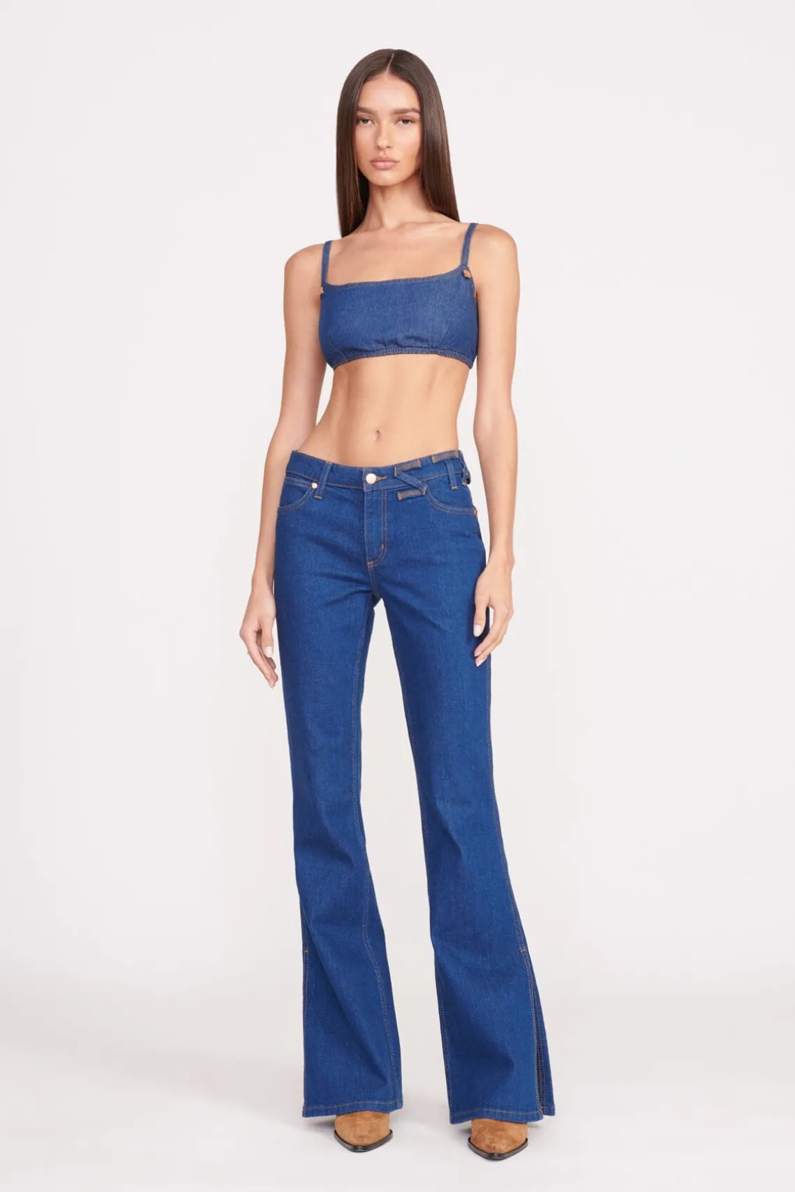 STAUD + WRANGLER THE BIKINI JEAN DARK RINSE
