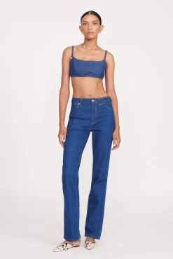 STAUD + WRANGLER THE JEAN BIKINI TOP DARK RINSE