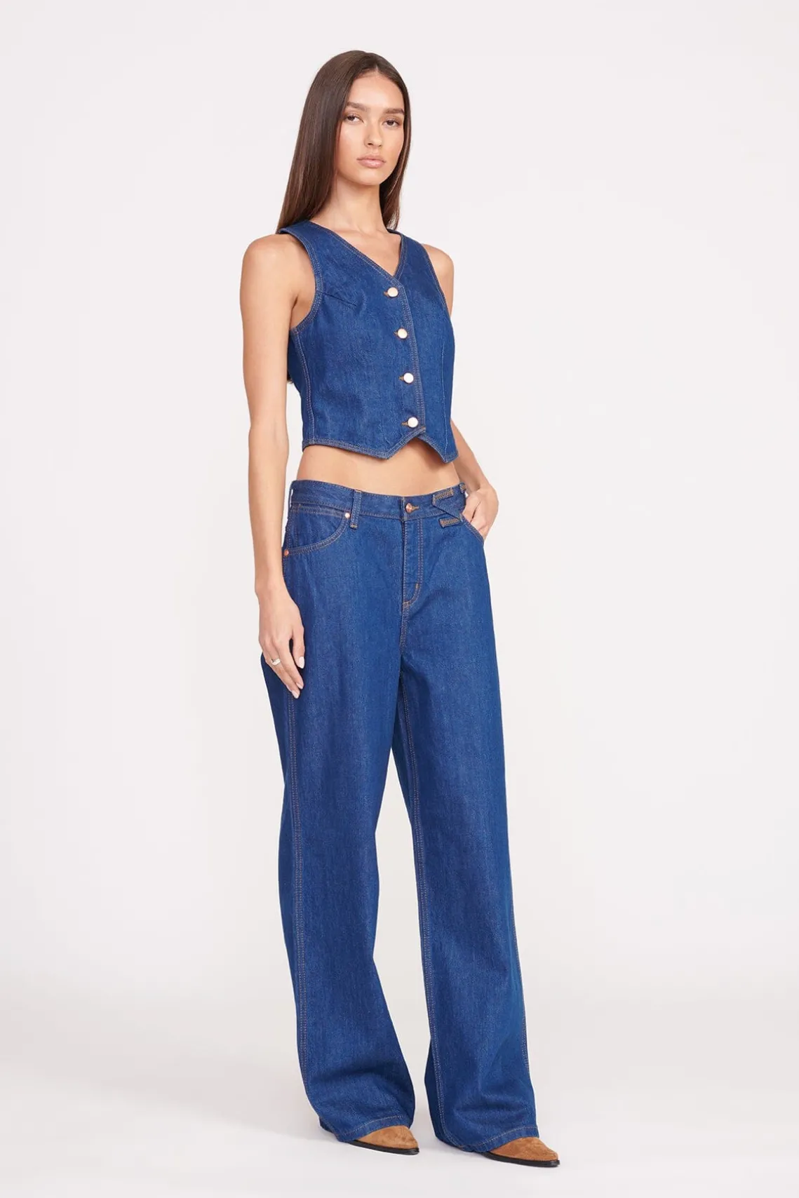 STAUD + WRANGLER THE LOOSE JEAN DARK RINSE