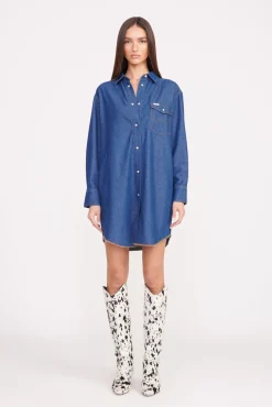 STAUD + WRANGLER THE OVERSIZED WESTERN  DARK RINSE