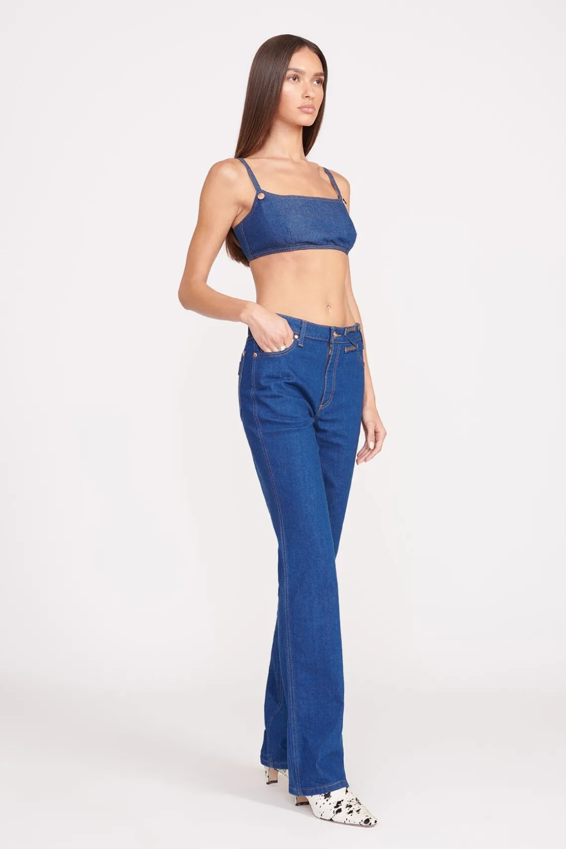 STAUD + WRANGLER THE STRAIGHT CUT JEAN DARK RINSE