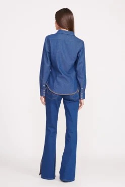 STAUD + WRANGLER THE WESTERN SHIRT DARK RINSE