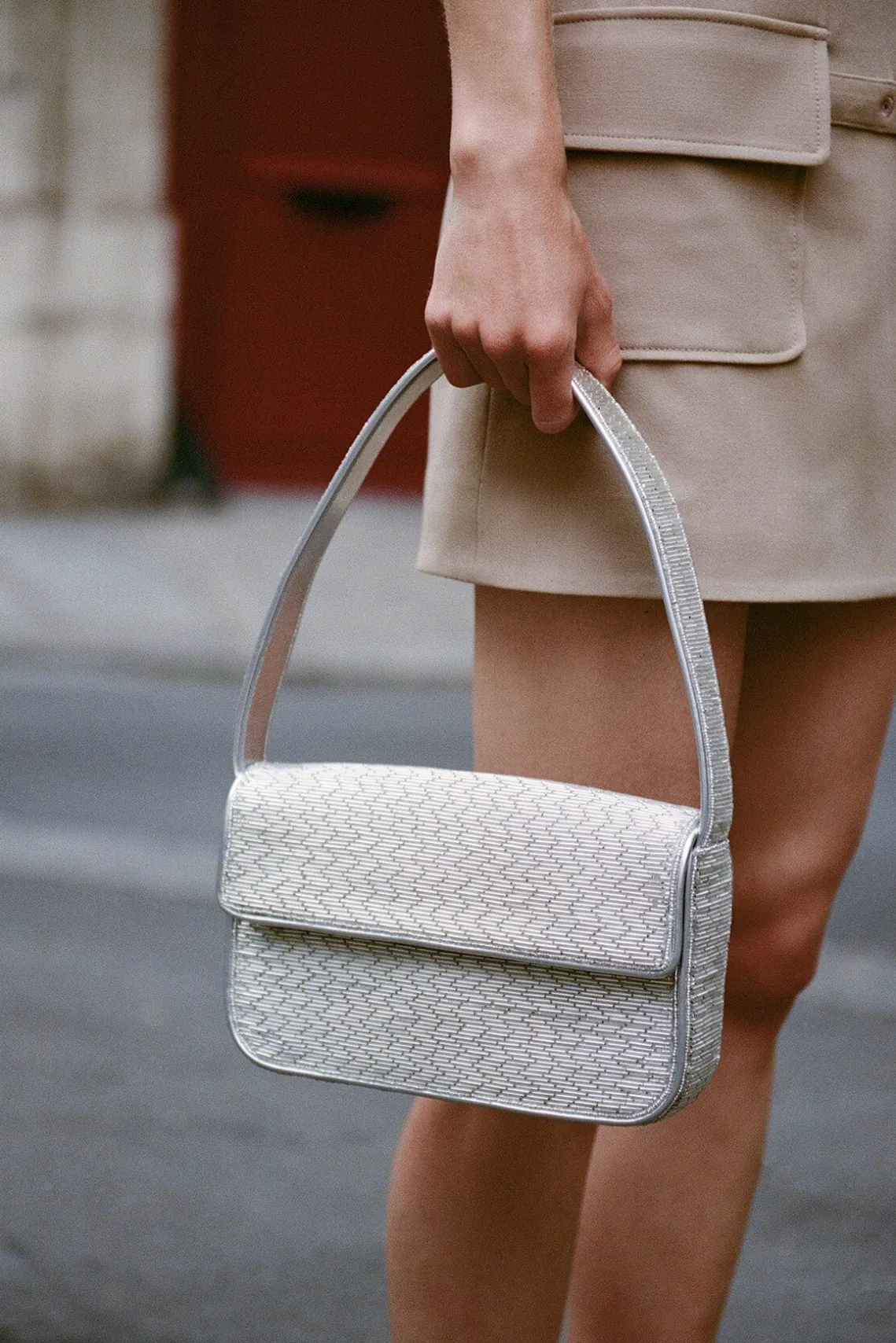 TOMMY BEADED BAG SILVER