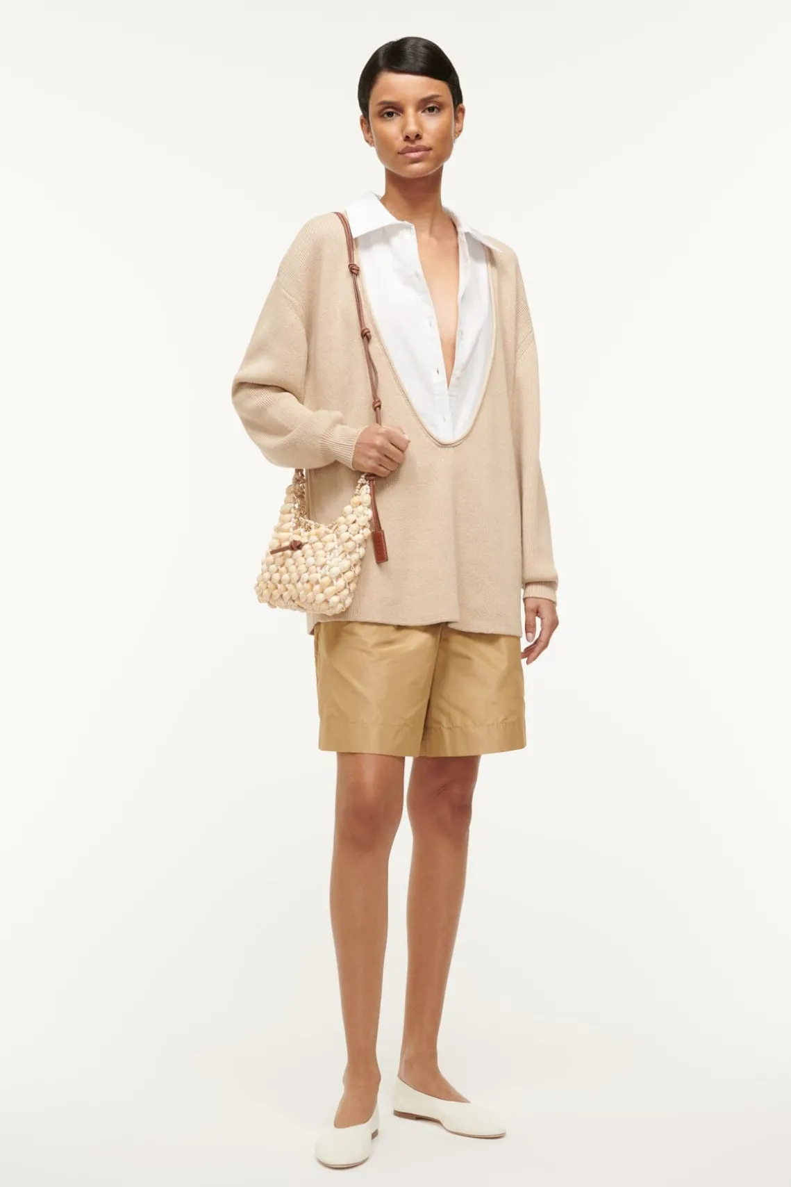 VACANZA SHELL SHOULDER BAG NATURAL TAN