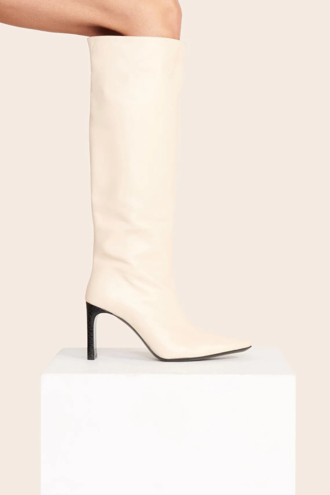 WALLY HIGH HEEL BOOT CREAM BLACK